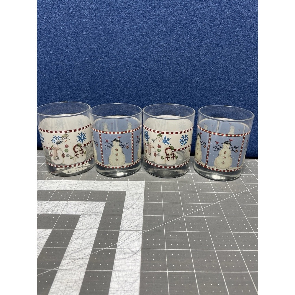 Sakura Debbie Mumm Snowman Double Old Fashioned Glasses Set of‎ 4